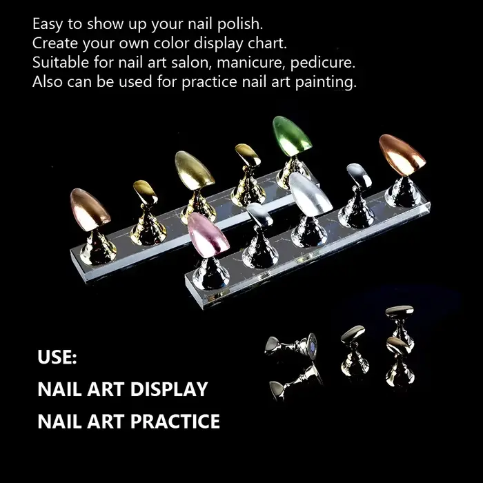 Présentoir de pratique pour Nail Art, ensemble de 5 pièces, échiquier, pointes magnétiques, support