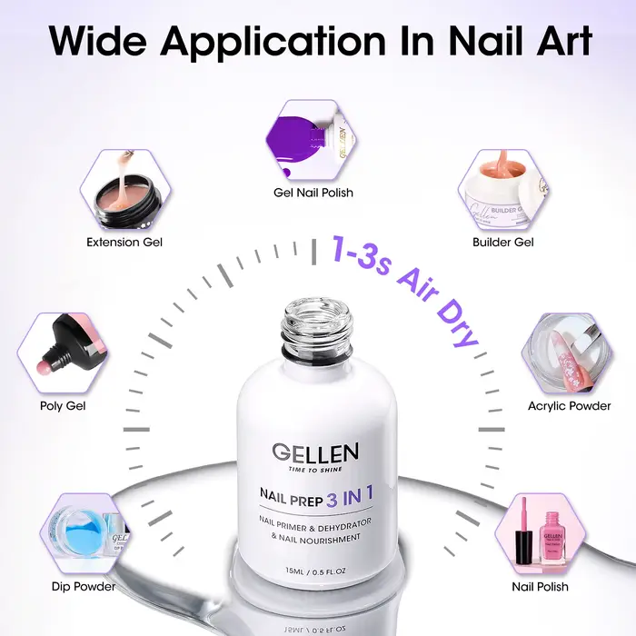 Kit de préparation et déshydratant pour ongles GELLEN 3 en 1