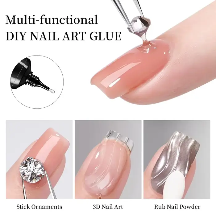 Colle à ongles en biscuits pour N64.Super, Gel de bain, Charme 3D N64.Bling, Décoration Gem Nail Art