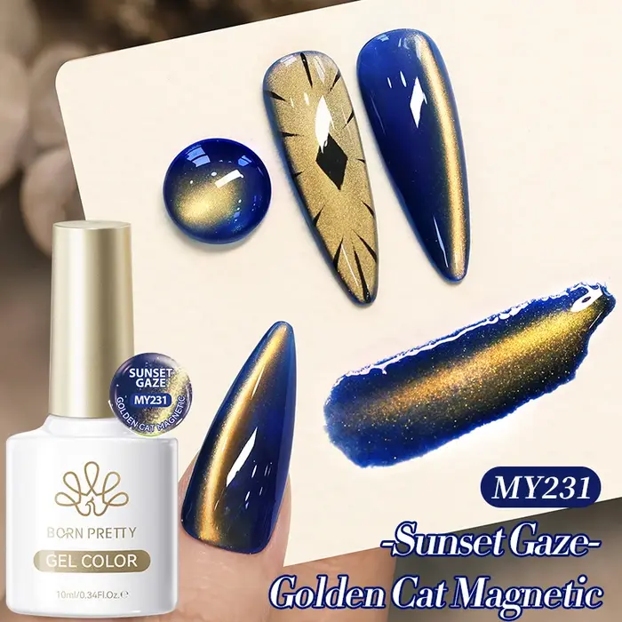 BORN PRETTY 10ml HEMA TPO gratuit brillance de noël chat doré Gel magnétique coucher de soleil regard brillant manucure