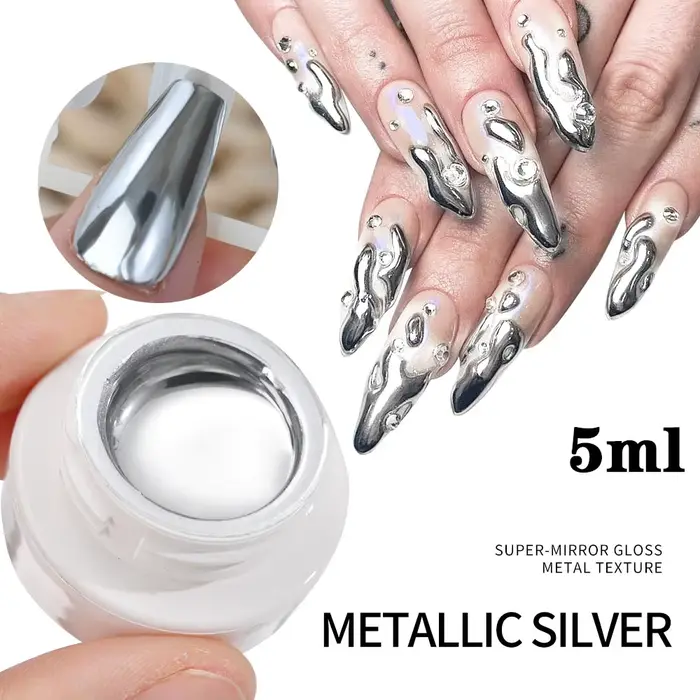 Vernis à ongles Gel métallique argenté