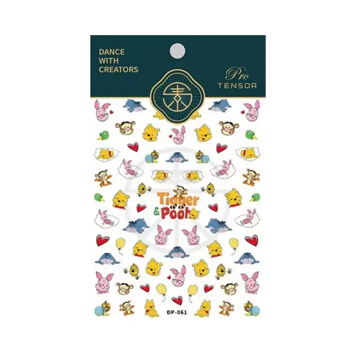 Autocollants pour ongles en relief 5D, nouveau dessin animé Disney Winnie l'ourson, autocollants à p