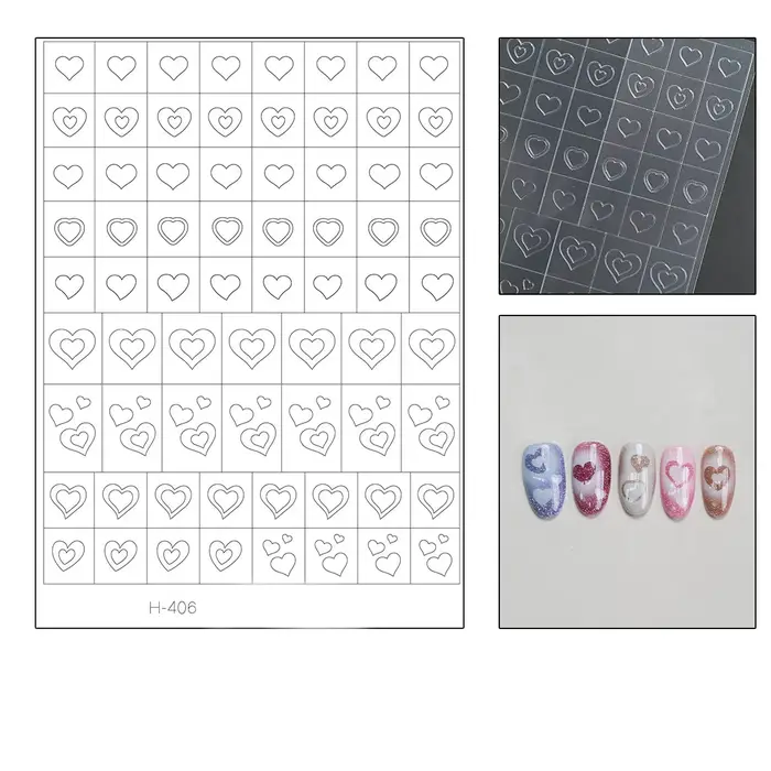 2 à 50 feuilles d'autocollants transparents pour ongles, découpés au laser, motifs étoile, nœud, pap