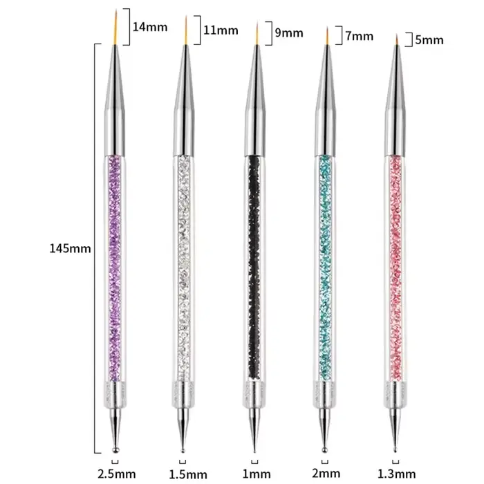 Stylo à points pour Nail Art, 5 pièces, fournitures de doublure pour dessin acrylique, brosse, stras