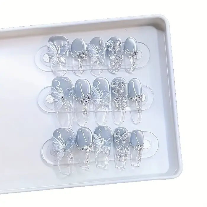 10 pièces haut de gamme français oeil de chat papillon rêve bleu mer glace Transparent tridimensionnel