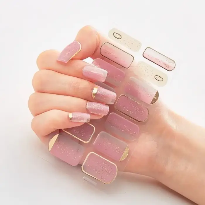 Autocollants pour ongles, Gel Semi-durci, couleur unie, décalcomanie de manucure, lampe UV LED, beso