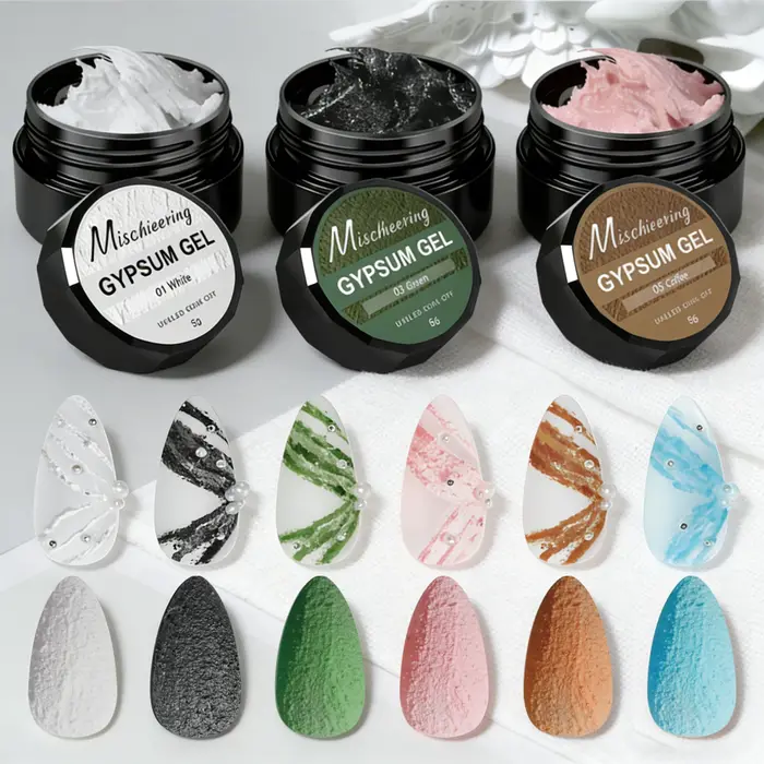 Vernis à ongles en plastique, peinture gypse solide, pour sculpture 3D, Texture de sable créative, motifs floraux, UV LED, décor artistique, 5g