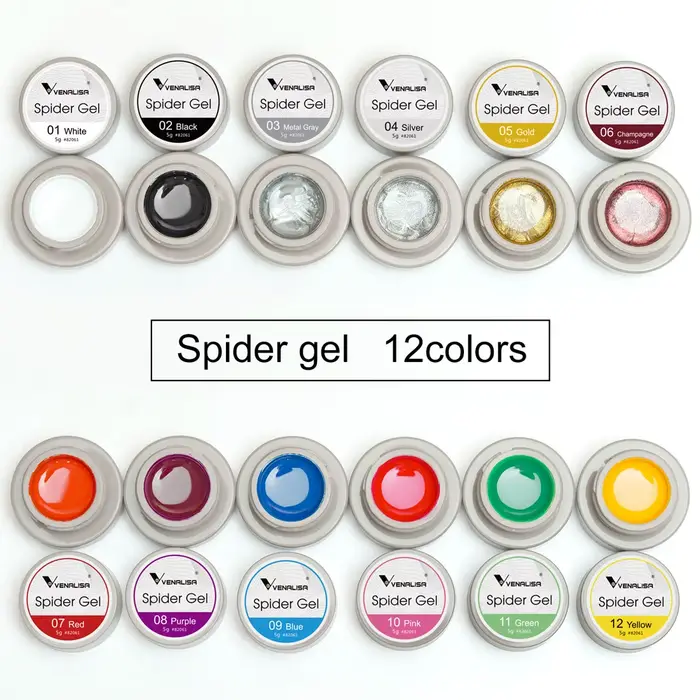 VENALISA Spider Gel Web Vernis Peinture Liner Soak Off UV LED Nowipe Ongles Manucure Noir Blanc Rose Or Argent Couleur Laque