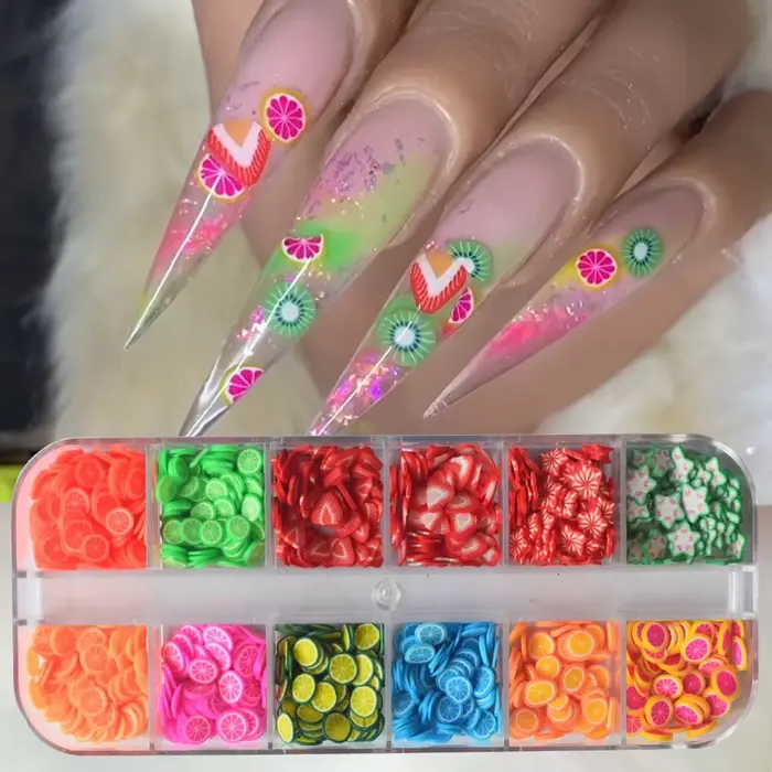 Autocollants 3D en forme de tranches de fruits pour nail art