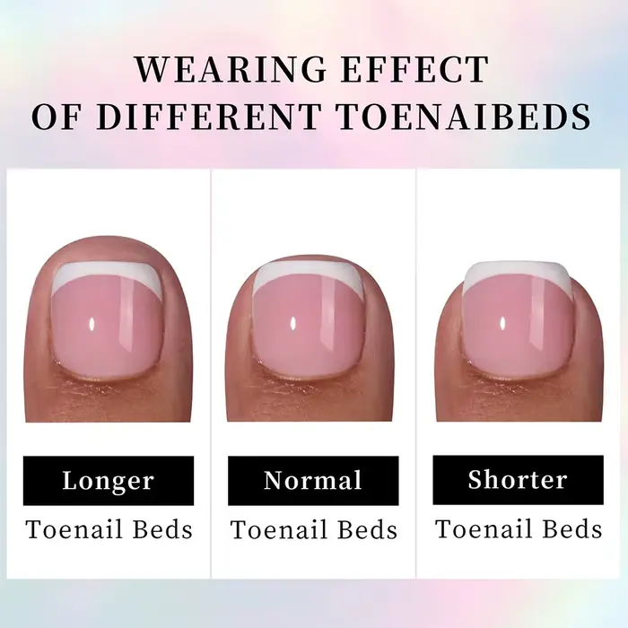 24*5 pièces faux orteils ongles français carré nu rose Nature
