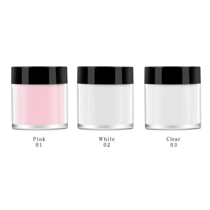 Poudre acrylique transparente blanche rose pour ongles