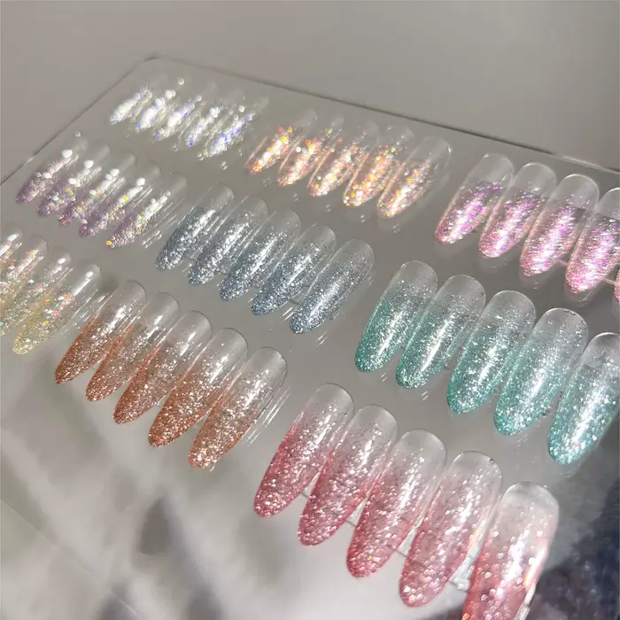 10 Couleurs 5ml Vernis Gel Pailleté Réfléchissant Argent Rose Brillant Semi-Permanent Fournitures Ongles Soak Off Gel