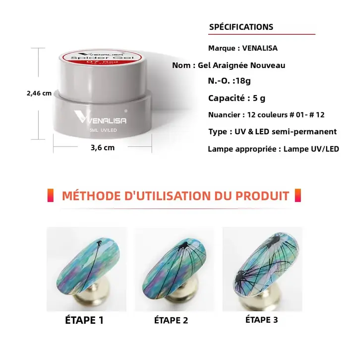 Venalisa 8ml Gel UV LED pour Nail Art