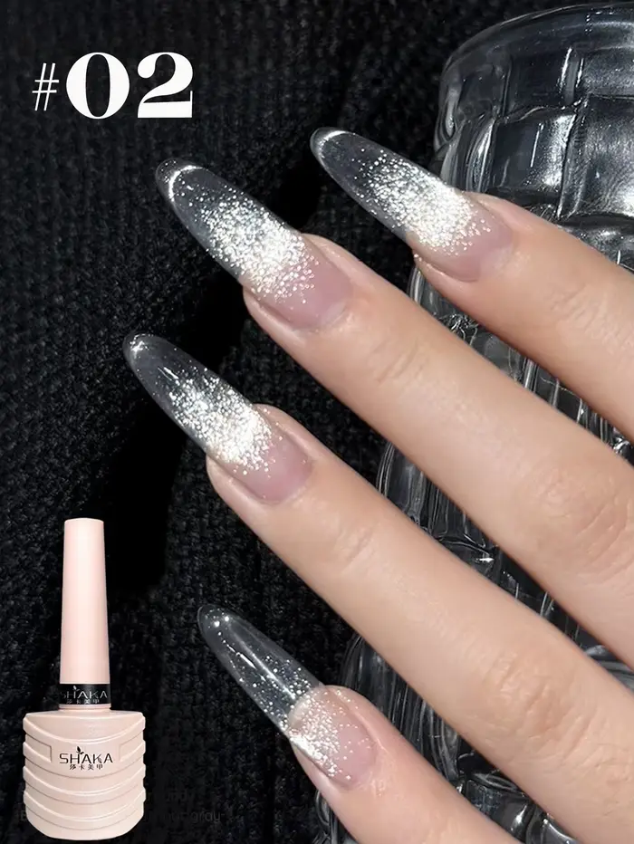 1-12 pièces PSK Gel de vernis à ongles effet œil de chat, perles de verre transparentes effet glace,
