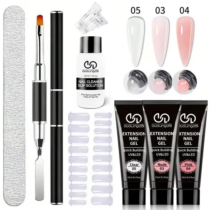 8 pièces/ensemble Poly Extension Gel ensemble Nail Art Polygels Kit clair blanc couleur ongles UV Ge