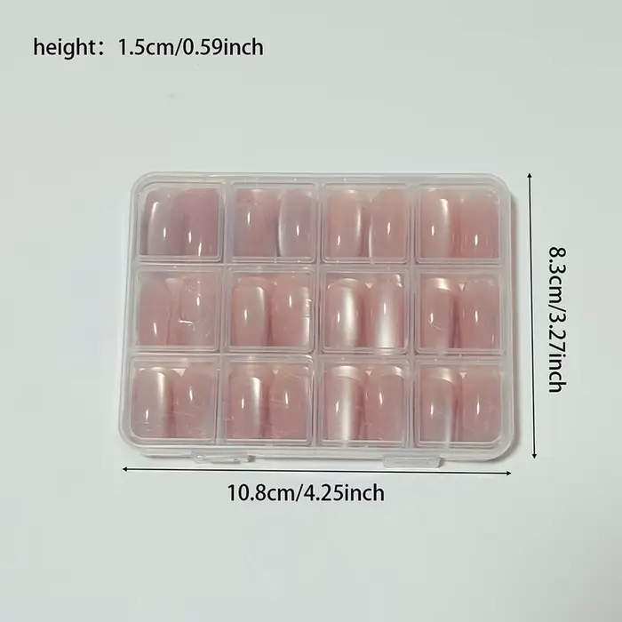 144 faux ongles à presser effet œil de chat rose nude
