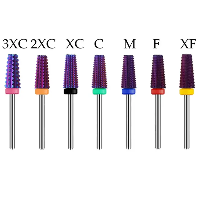 Violet 5 en 1 forets à ongles en carbure conique