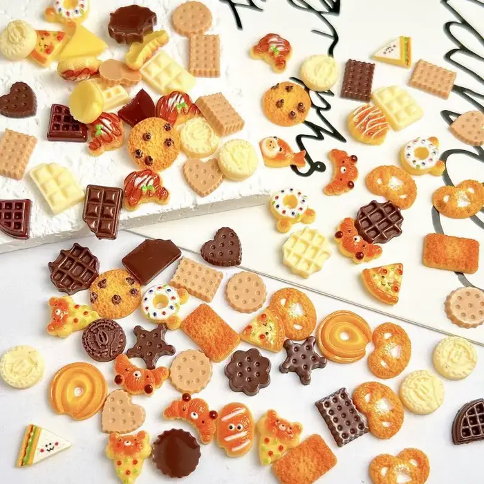 Ours créatif crème glacée chocolat Nail Art accessoires mignon simulé sourire Sandwich étoile Biscuit Dessert ongles