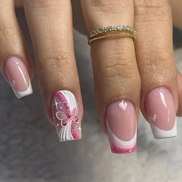 Faux ongles français courts