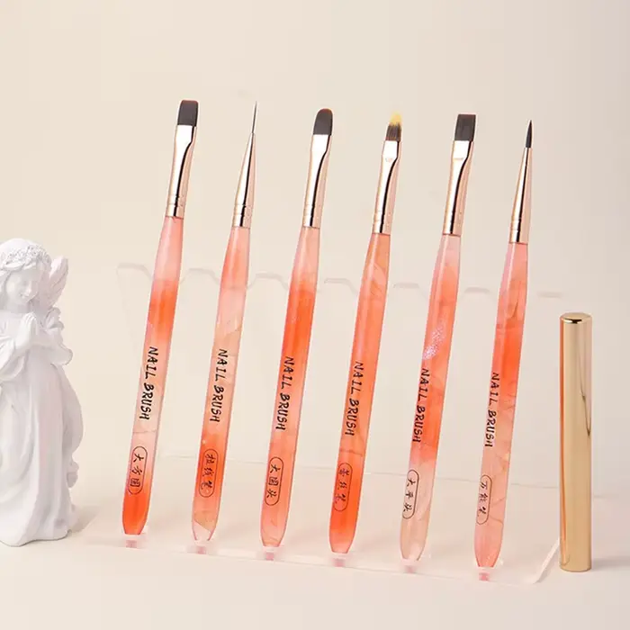 Ensemble de 13 pinceaux à ongles transparents Orange Koi