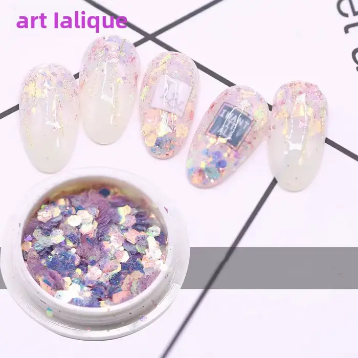 Kit d'art d'ongle sirène 3D avec paillettes hexagonales