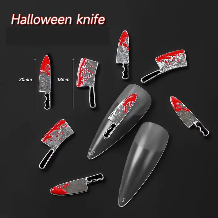 Breloques pour ongles couteau à sang d'halloween