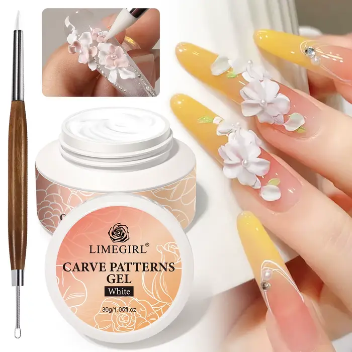 LIMEGIRL 30g Gel Solide Antiadhésif à Motifs Sculptés à la Main avec Stylo de Sculpture pour Modélis