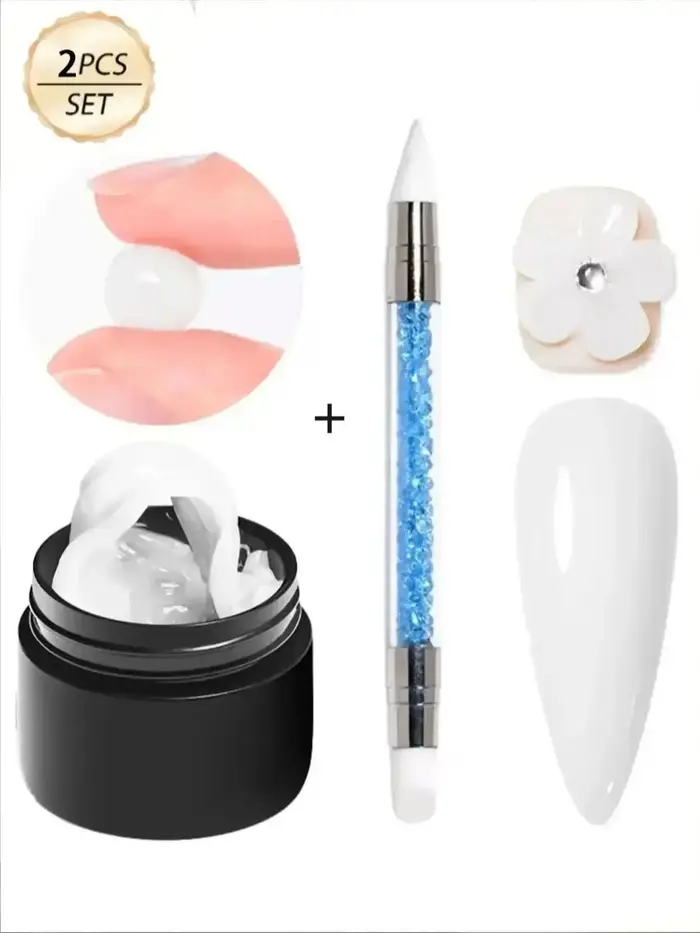 Gel de construction pour ongles 5G blanc cristallin et souple avec stylo
