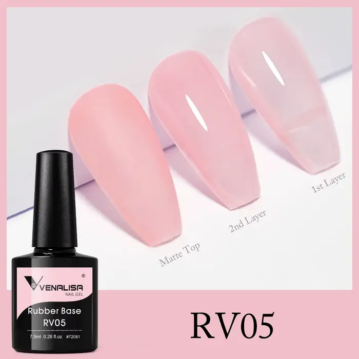 VENALISA Semi Transparent français rose couleur caoutchouc Base manteau vernis à ongles Gel gelée
