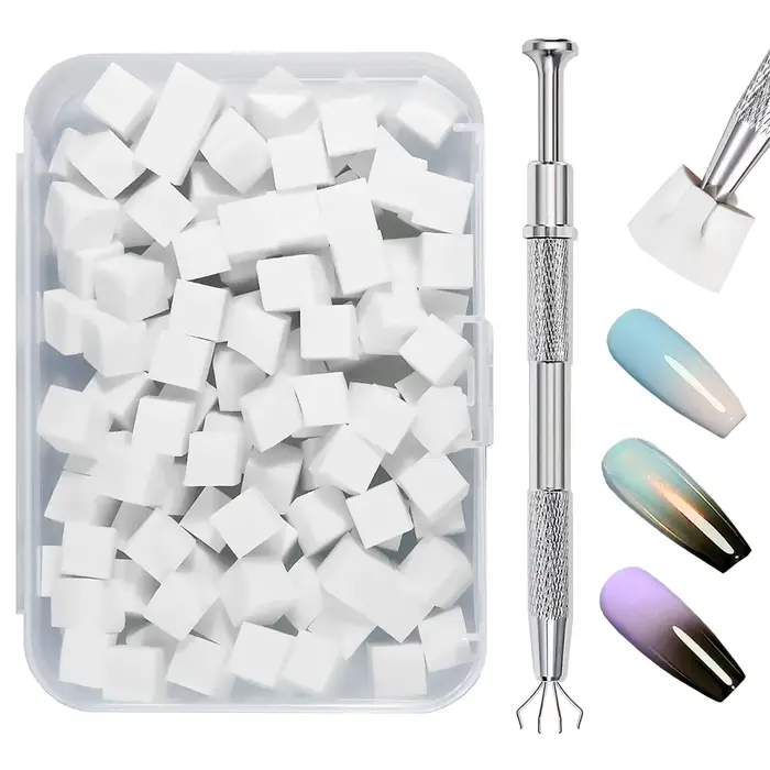 LINMANDA Éponges à ongles pour éponge d'art d'ongle ombrée avec pince en métal Brosse à ongles Rangement et boîte pour manucure de conception d'art d'ongle bricolage