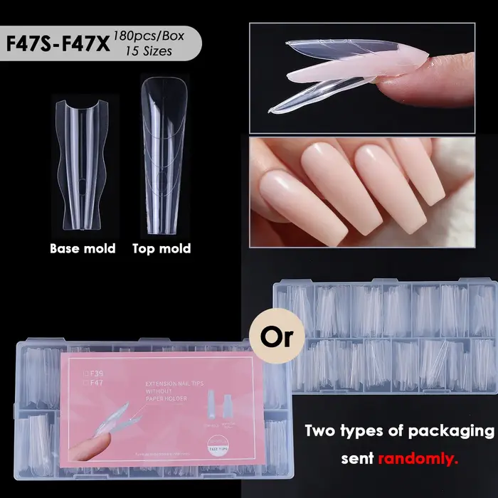 180 pièces nouveau Sandwich Extension d'ongle moule intercalaire double formes d'ongles facile à façonner ovale/café