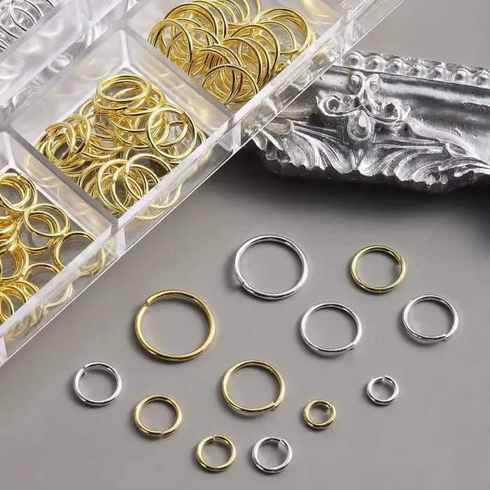 Anneau ouvert en métal doré et argenté pour décoration d'ongles