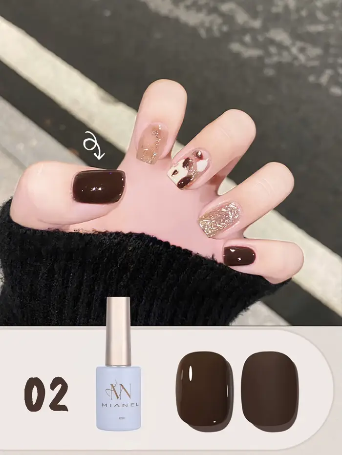 MIANEL 12ML Vernis à ongles gel effet œil de chat ambre doré imprimé léopard coucher de soleil