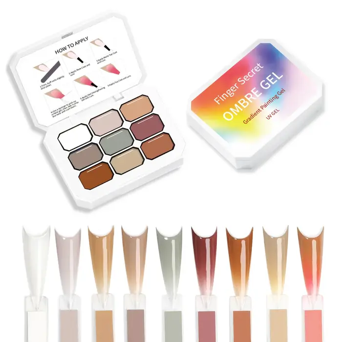 Vernis à ongles dégradé uni 9 couleurs à haute saturation, gel pour manucure française, adapté aux techniciennes en ongles et aux débutants.