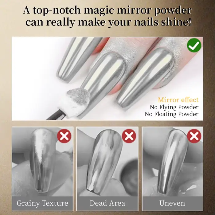 RS Chrome poudre à ongles holographique miroir magique métallique doré argenté frottant Nail Art paillettes poussière