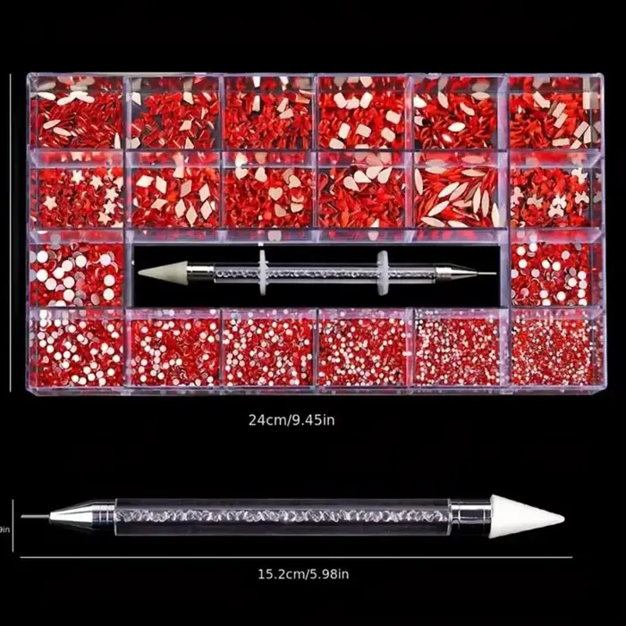 2500 pièces verre cristal diamant Nail Art strass 21 grille boîte bijoux de luxe gemmes ongles charm