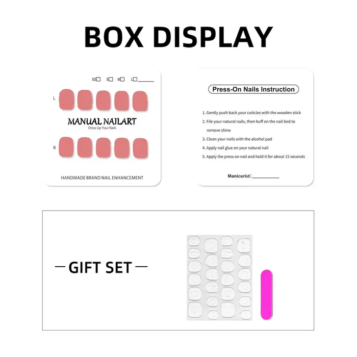 Kit de 10 faux ongles press-on faits main