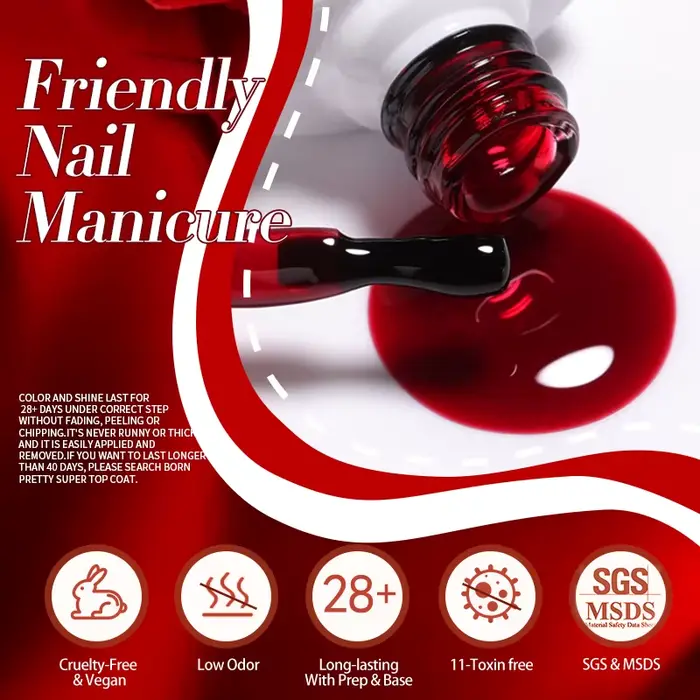 BORN PRETTY 10ml Vernis à ongles gel rouge sang, vernis à ongles gel pour Halloween, vernis à ongles