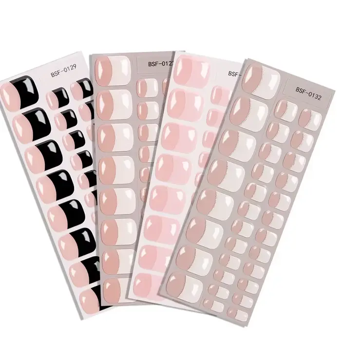 Autocollants pour ongles de pieds en gel sans UV style français