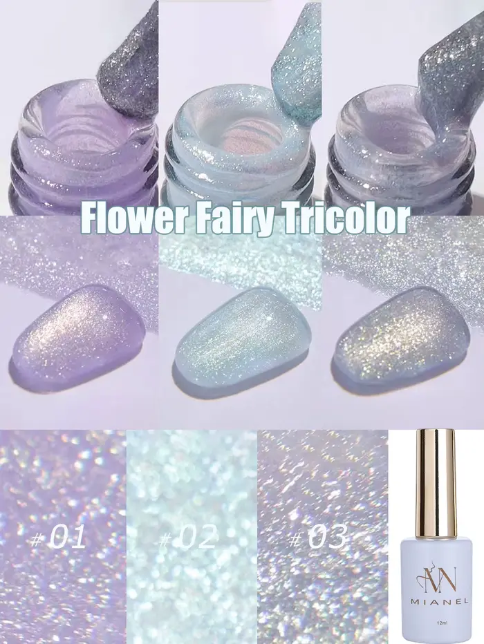 MIANEL 12ML Série Rose Bleu Blanc Vert avec Vernis à Ongles Gel Scintillant Explosif, Vernis Gel Dia