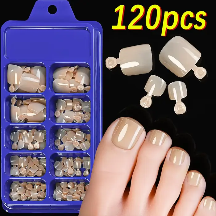 120 pièces nu rose court carré presse sur les ongles naturel-couleur unie Gel doux faux ongles 12 ta