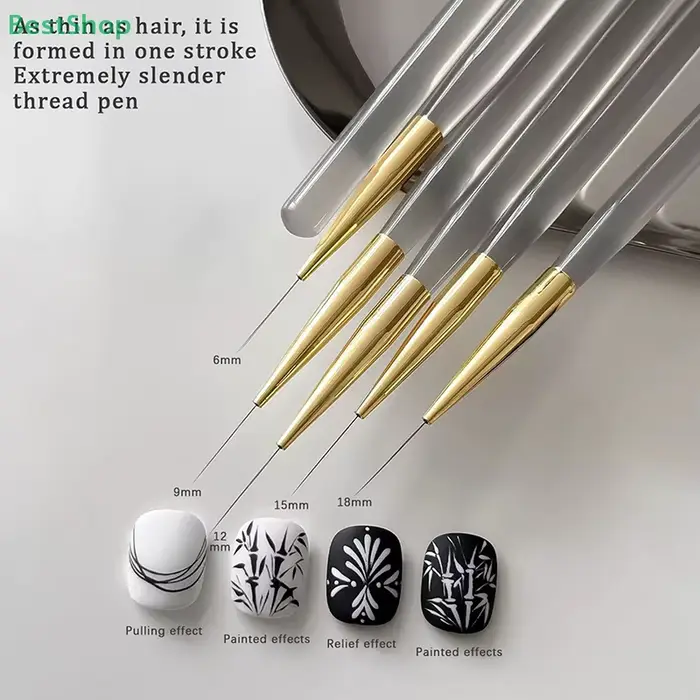 ♥ ♥ ♥ 5 pinceaux fins pour nail art – Kit de peinture de fleurs et de dessin au trait en acrylique
