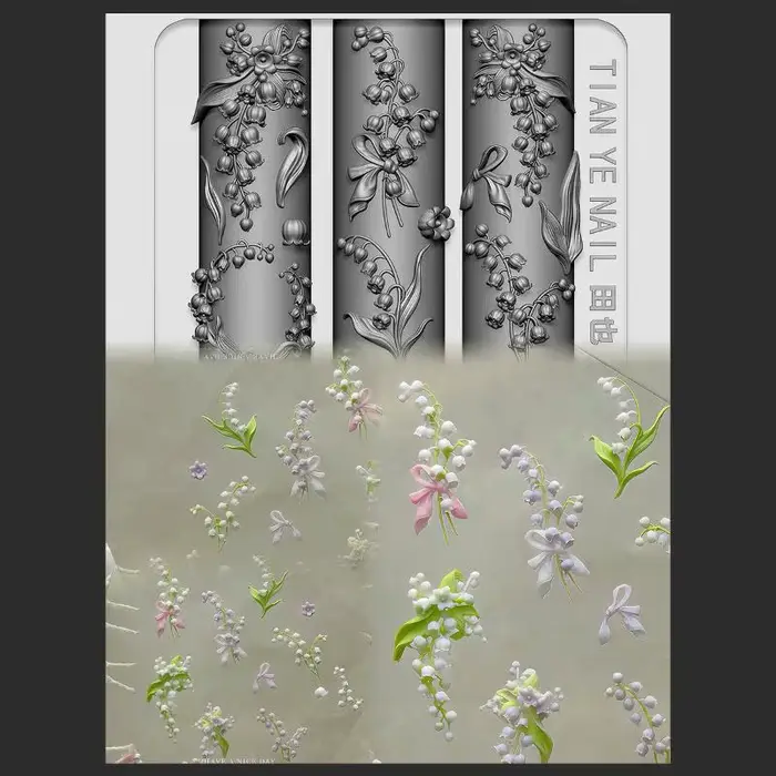 ❤️ Série de fleurs, moule à ongles incurvé 3D