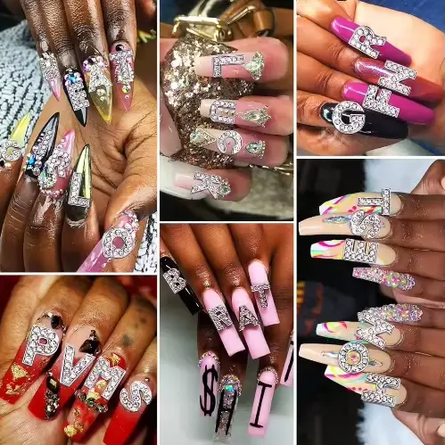 26 pièces/paquet Style européen et américain strass alliage lettre anglaise Nail Art décoration