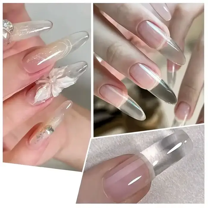 LILYCUTE 8ml clair antiadhésif Extension de main Gel vernis à ongles pour 3D façonnage Nail Art solide gelée laiteuse