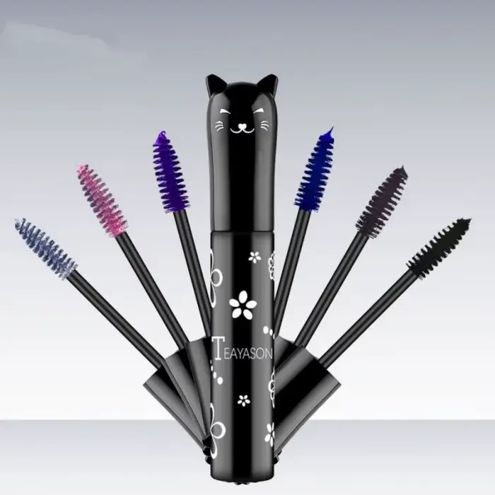 Mascara 6 couleurs avec grande tête de brosse, facile à appliquer, ne se décolore pas, blanc, violet, bleu royal, argent, café, pas facile à tacher, mascara et gel pour sourcils