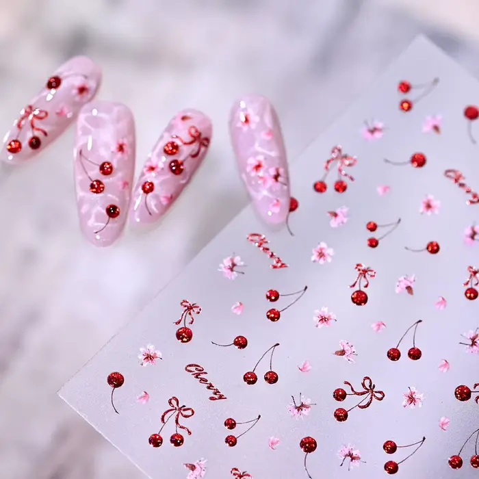 Autocollants pour ongles 5D brillants en strass rouges