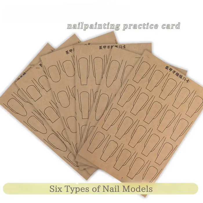 100 ensembles de carton de pratique de peinture à la main pour Nail Art