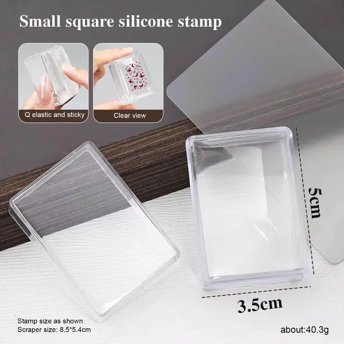 Kit de Plaques d'Estampage Carrées pour Nail Art, Manucure Française, Pochoirs en Silicone Transpare