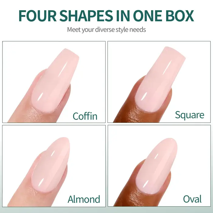 NAILPOP 4 formes 112 pièces couleur nue presse sur ongles naturel pré-coloré Gel
